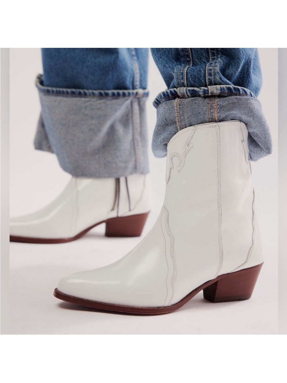 Free People White New Frontier Western Ankle Bootie Size 40 / 10 NWT!